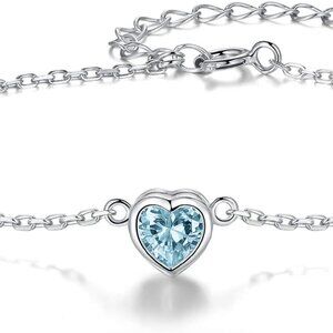 Sterling Silver Birthstone Bracelet for Women Heart Infinity Charm Gift